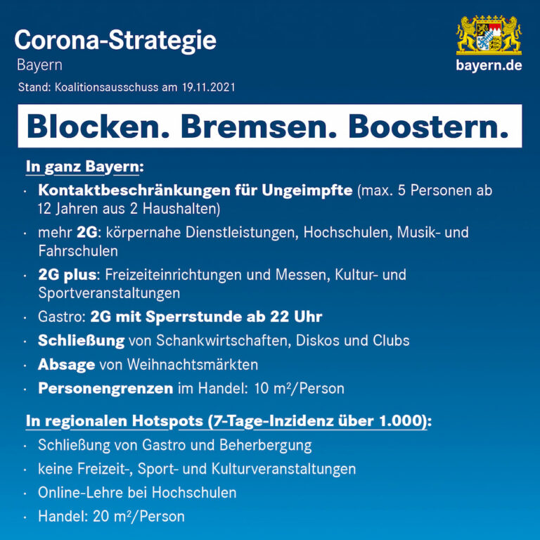 Neue Coronaregeln in Bayern ab dem 18.11.2021