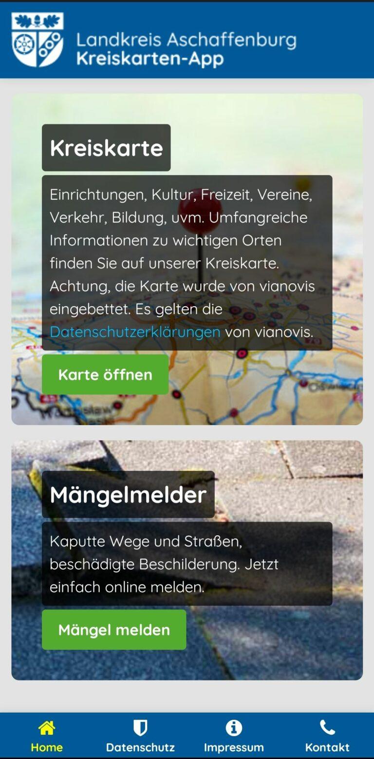Die Kreiskarte des Landkreises Aschaffenburg jetzt als Webapp verfügbar