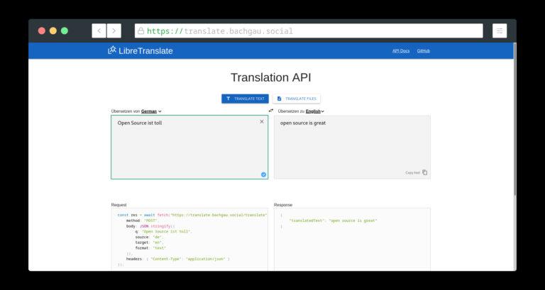 LibreTranslate, ein Freier-Übersetzer