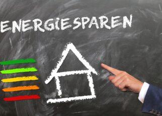 Energiesparen Tafel mit Haus