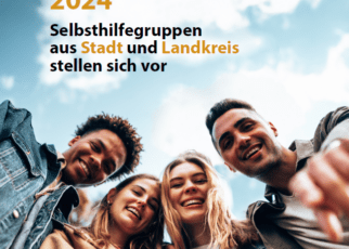 Mehrere Personen auf einem Flyer mit der Überschrift "Selbsthilfetage 2024"